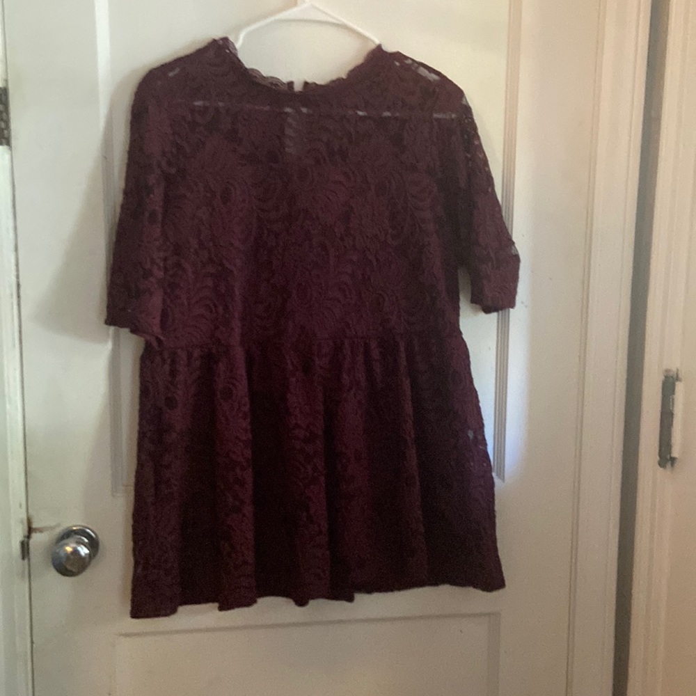 Torrid Elbow Length Slv Lace Babydoll Fit Blouse Size 0